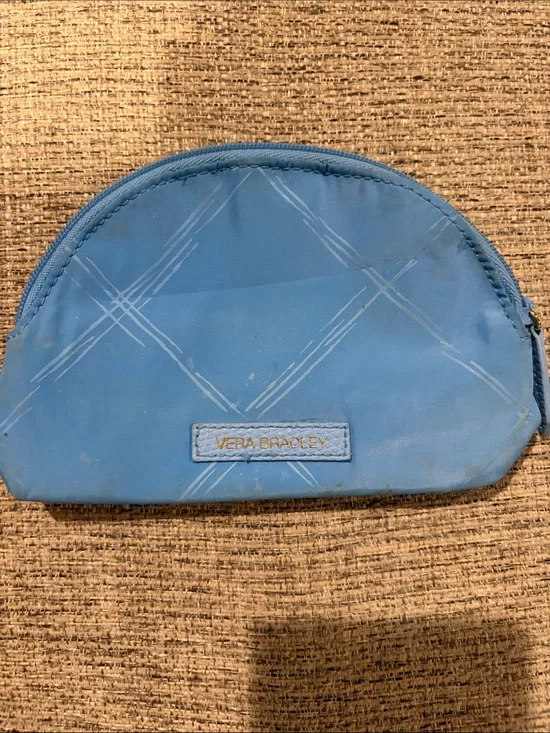 Vera Bradley Light Blue Quilted Half-Moon Cosmetic Case