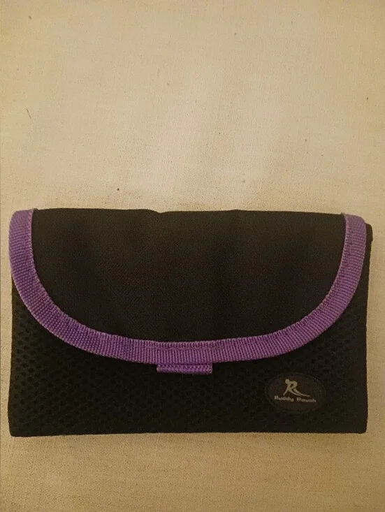 Buddy Pouch . Black and Purple Foldover Women's Bag