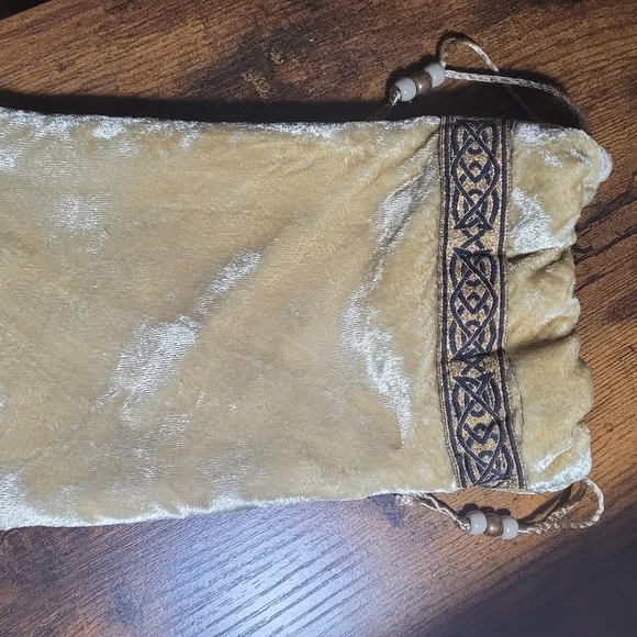 Elegant Velvet Gold/Tan Drawstring Renaissance or Cosplay Bag