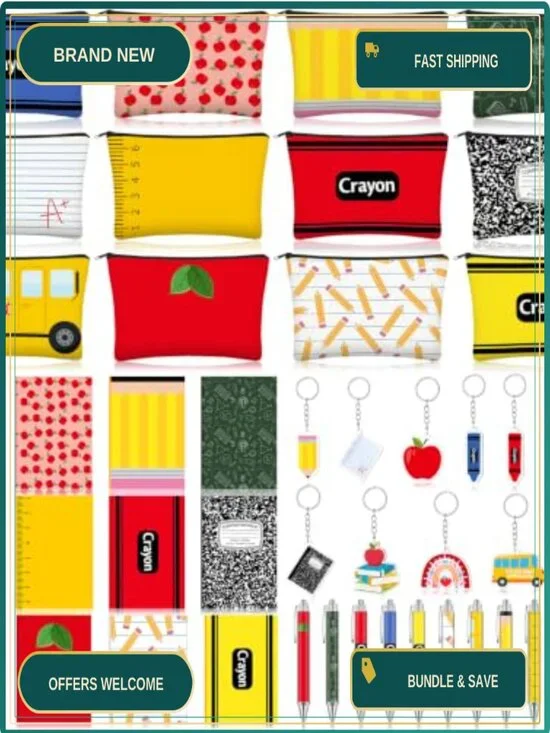 Back to School Teacher Gift Set - 48 Pieces Cosmetic Bags, Notebooks, Pens,