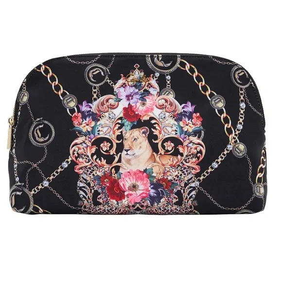 CAMILLA *A Night In the 90s* black animal print large makeup travel toiletry bag