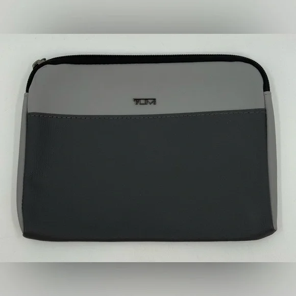 TUMI for Delta Grey & Black Soft Zippered Toiletry Travel Case 8.5