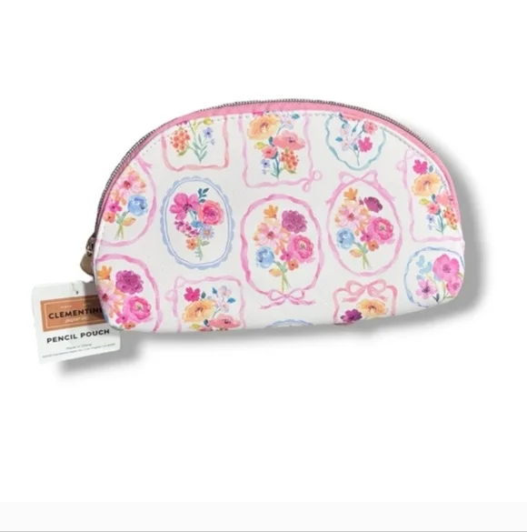 CLEMENTINE PAPER CO. Makeup Pencil Pouch Watercolor Bouquets Pattern NWT