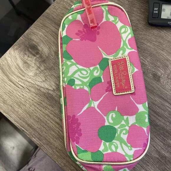 Lilly Pulitzer for Estee Lauder Pink Floral Makeup Cosmetic Bag Travel Vacation