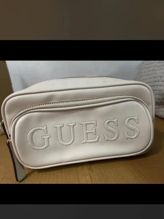 Guess Cream Embossed Logo Pouch