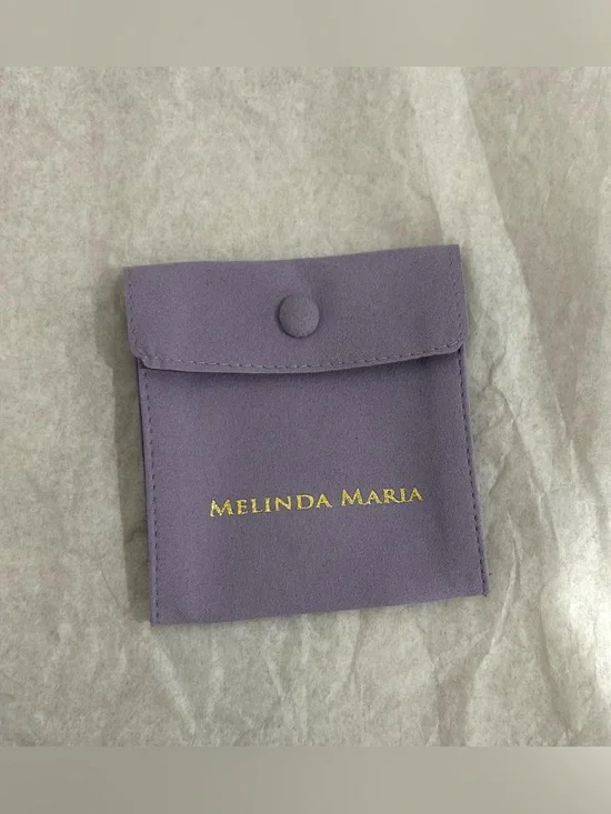 💜 MELINDA MARIA Lavender Jewelry Pouch – Gold Logo Snap Closure – NEW
