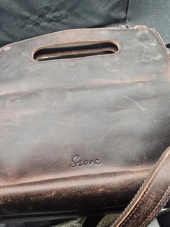 Leather Cosmetic Carry Case in Dark Brown