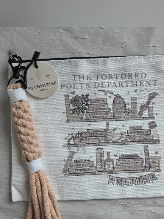 The Tortured Poets Department Canvas Pouch with Tassel