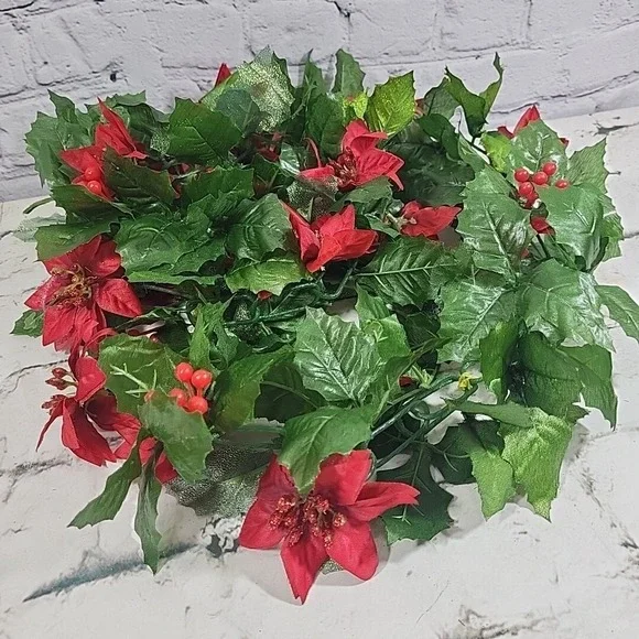 Vintage Christmas Poinsettia Garland Gold‎ Shimmer 66