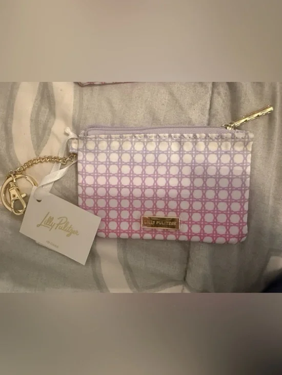 Lilly Pulitzer Pink to Lavender Ombre Card Pouch with Gold Accents