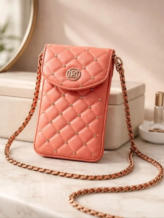 Badgley Mischka Vegan Leather Coral Pearls Strap Phone Case 8