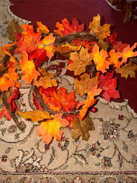 Autumn Maple Leaf Garland - Orange & Red Fall Décor