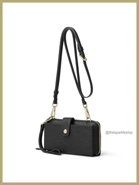 Genuine Leather Crossbody Wallet with RFID Blocking, Wristlet & Handbag