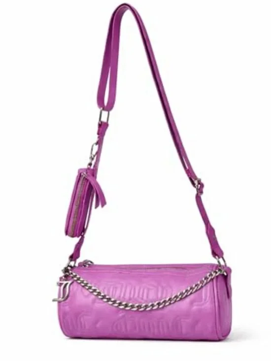 Faux Leather Quilted Chain Puff Roll Shoulder Crossbody Bag