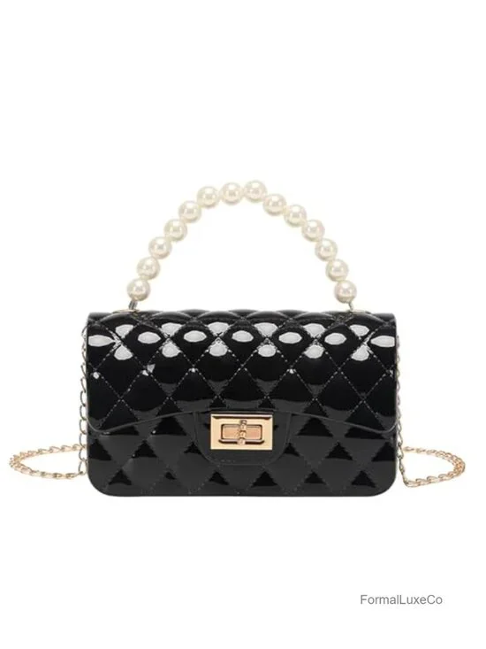 Mini Quilted Vegan Silicone Crossbody Bag with Detachable Chain