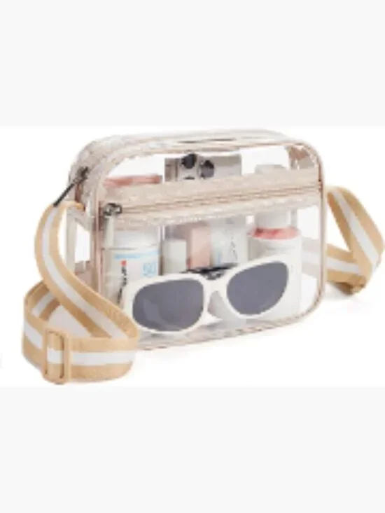 Clear Crossbody Bag for Stadium Events PVC Small Purse with Guitar Strap