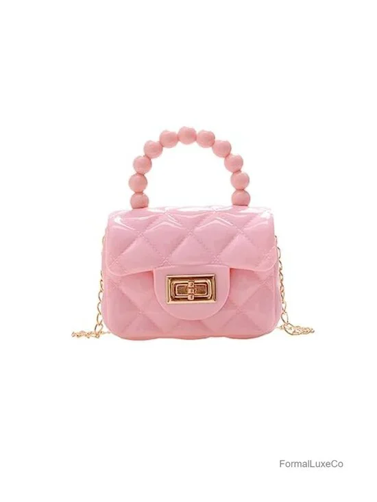 Mini Jelly Crossbody Bag with Pearl Handle PVC Clear Purse