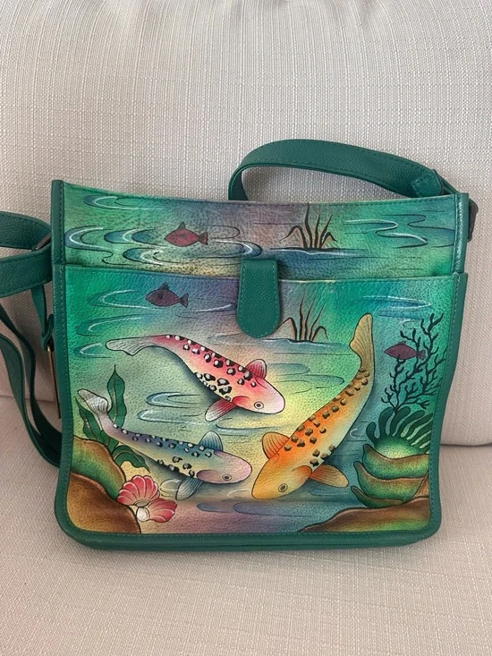 Anuschka Bags | Hand-Painted Koi Crossbody Bag