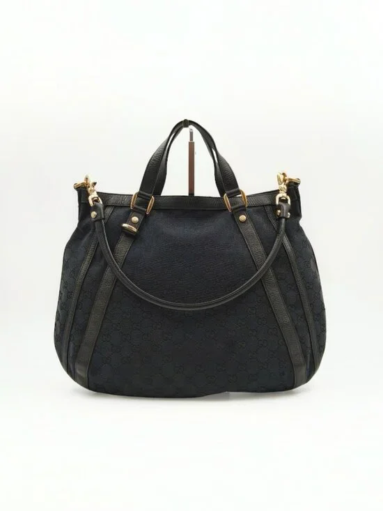 Gucci GG Canvas Black Large Tote Shoulder Bag