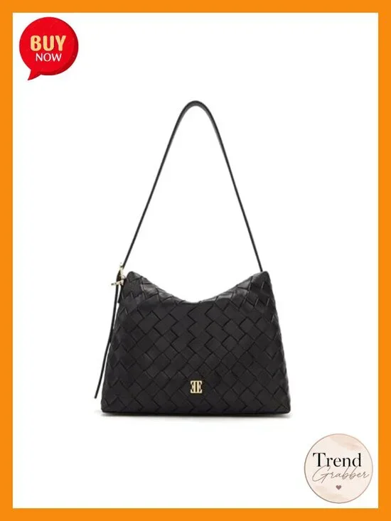 Woven Vegan Leather Convertible Crossbody Bag with Top Handle