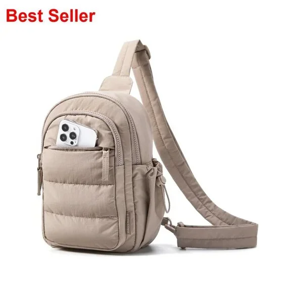 Puffer Crossbody Sling Bag with RFID Blocking, Taslan Material