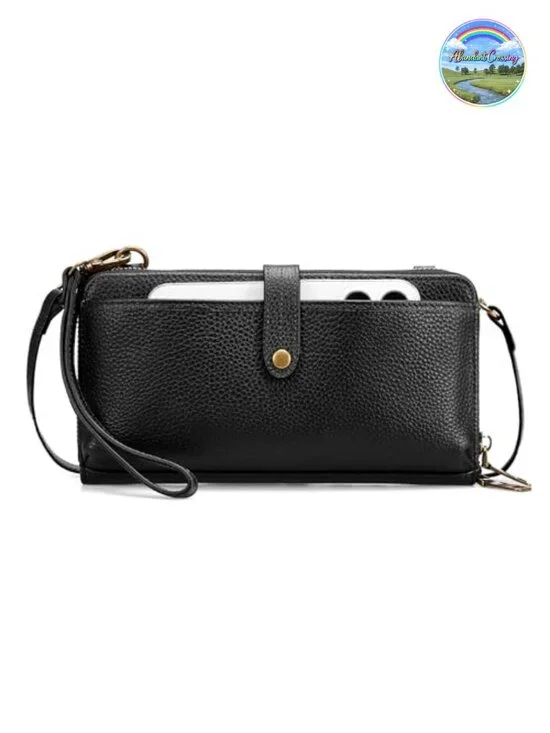 Genuine Leather Crossbody Phone Wallet Wristlet with RFID, Vintage Style