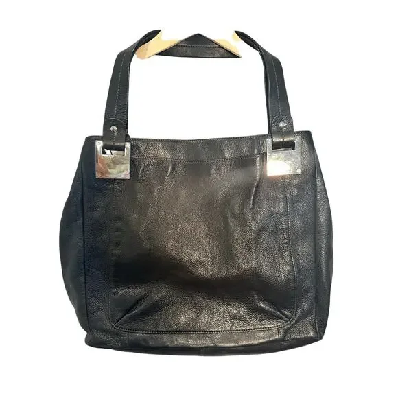 Vintage Y2K Liz Claiborne Black Leather Tote Bag Large