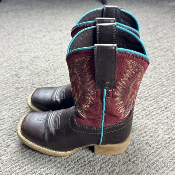 Ariat Little Kids Girls 8 Bristo Western Boot Cowboy Square Toe Brown Red
