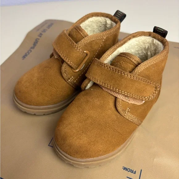 Cat and Jack Brown Suede Strap Boots - Cozy Lined Kids Shoes