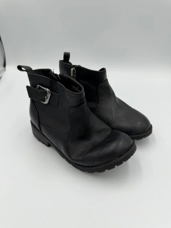 Cat & Jack Toddler Girls 10 Black Kids Ankle Zip Up Boots with Buckle Shoe