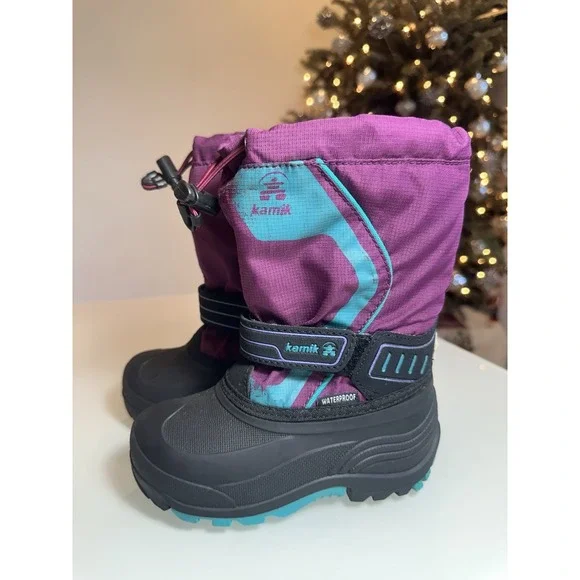 Kamik Kid's  Waterproof Boots Purple / Aqua  Sz. 11