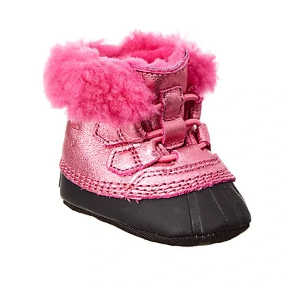 Sorel Caribou Pink & Black Baby Boots