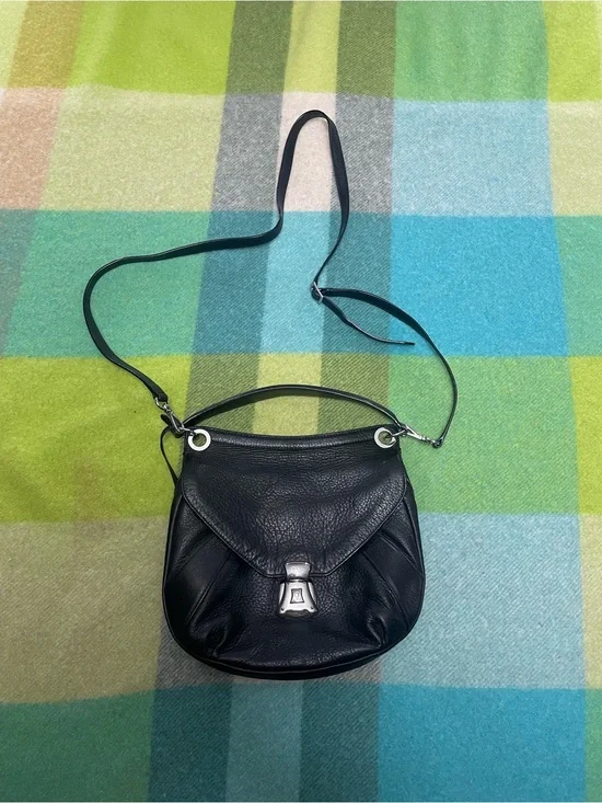 Polo Ralph Lauren Baguette Double Strap Leather Black Hand Crossbody Bag