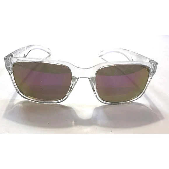 Iris Sunglasses Clear Frame Purple Gold Mirrored Lens Square Unisex Streetwear