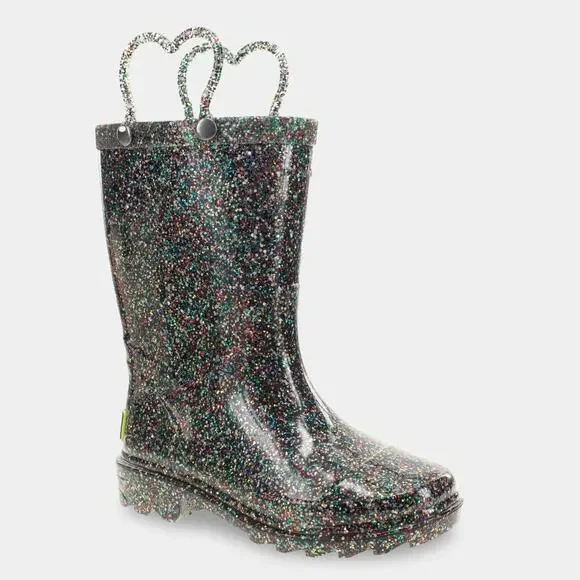 Western Chief Toddler Girls' Abby Glitter Rain Boots Black 7T Waterproof
