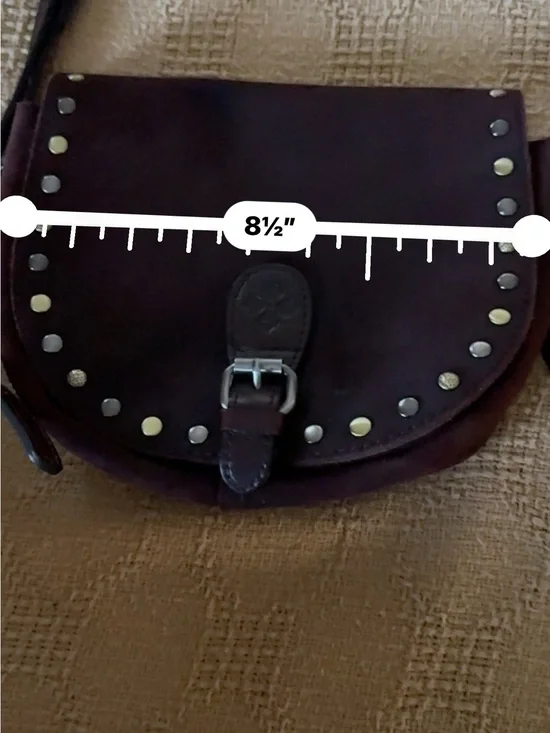Patricia Nash Dark Brown Studded sude  Leather Crossbody