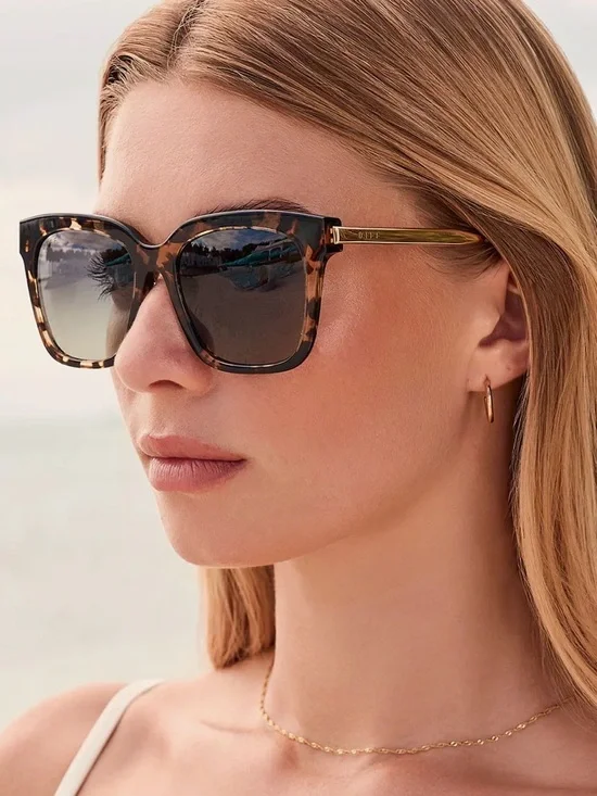 Tortoise oversized classic square sunnies Bella Diff Eyewear