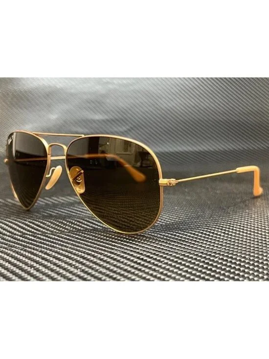 New Ray-Ban Men  Gold Sunglasses  55- 14- 135
