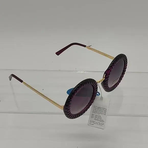 Purple round sunglasses with gold