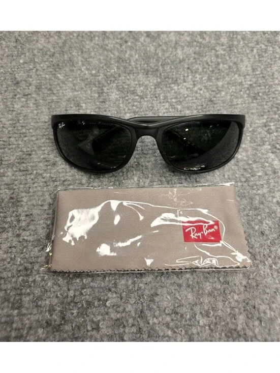 EUC Ray-Ban Predator 2 RB2027 W1847 3N Black Wrap Sunglasses G-15 Green Italy