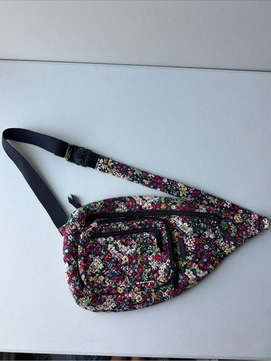 Vera Bradley Floral Quilted Crossbody Belt Bag - Black with Multicolor Floral