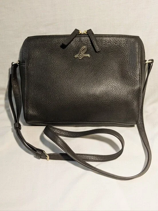 Agnes B. Voyage Iris Brown Pebbled Leather Crossbody Shoulder Bag