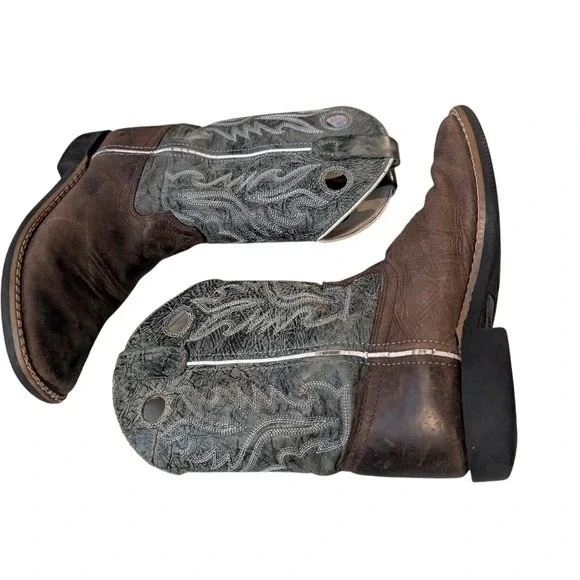 Old‎ West Childrens Boys Square Toe Cowboy Boots Brown