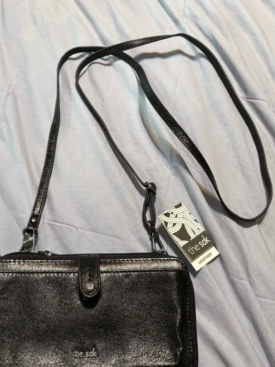 The Sak Black Leather Crossbody Wallet Bag