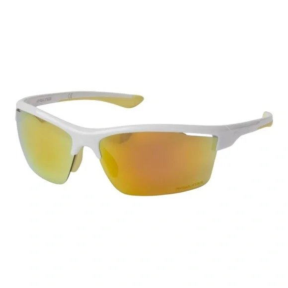 ADULT WHITE/ORANGE HALF-RIM BLADE SUNGLASSES