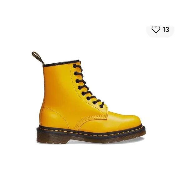 Dr. Martens 1460 J Youth Yellow Leather Side Zip Combat Boots Size 3 US