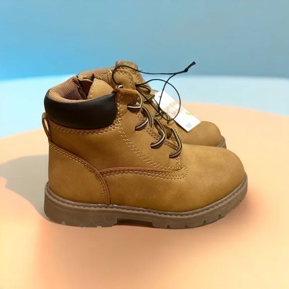 Jumping Beans Work Boots Tan NWT Sz 10 Zipper Side Boys Kids Toddler