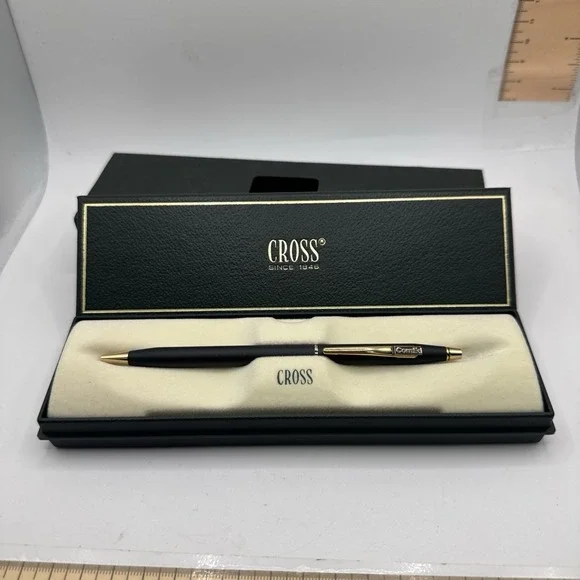 Cross Classic Century 2502 Matte Black Gold Trim Ballpoint Pen ComEd Logo Boxed