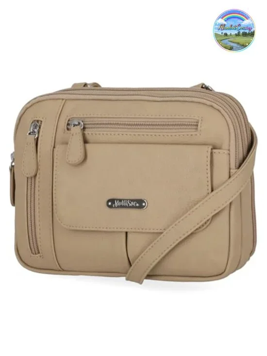 MultiCompartment Vegan Leather Crossbody Bag with Adjustable Strap