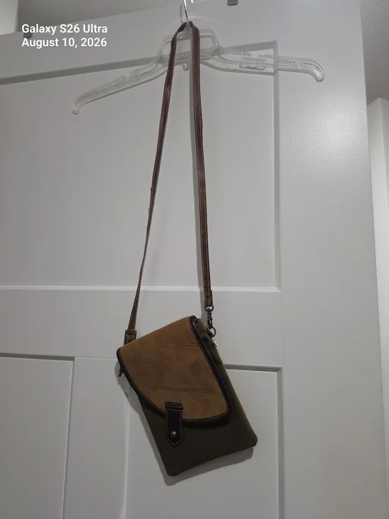 Brown and Olive Crossbody Shoulder Bag - Unbranded